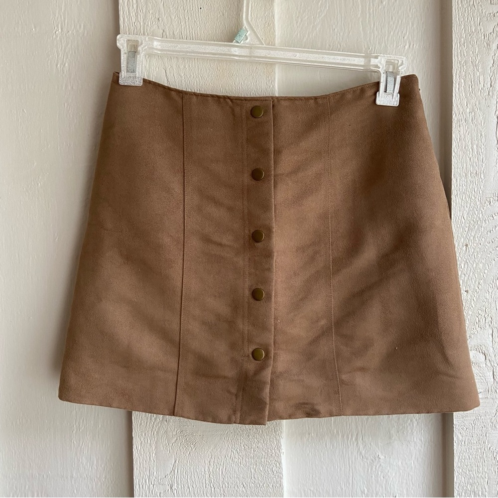 Gap Mini Skirt Womens Size 2 Faux Suede ALI Decorative Front Snaps Side Zip
